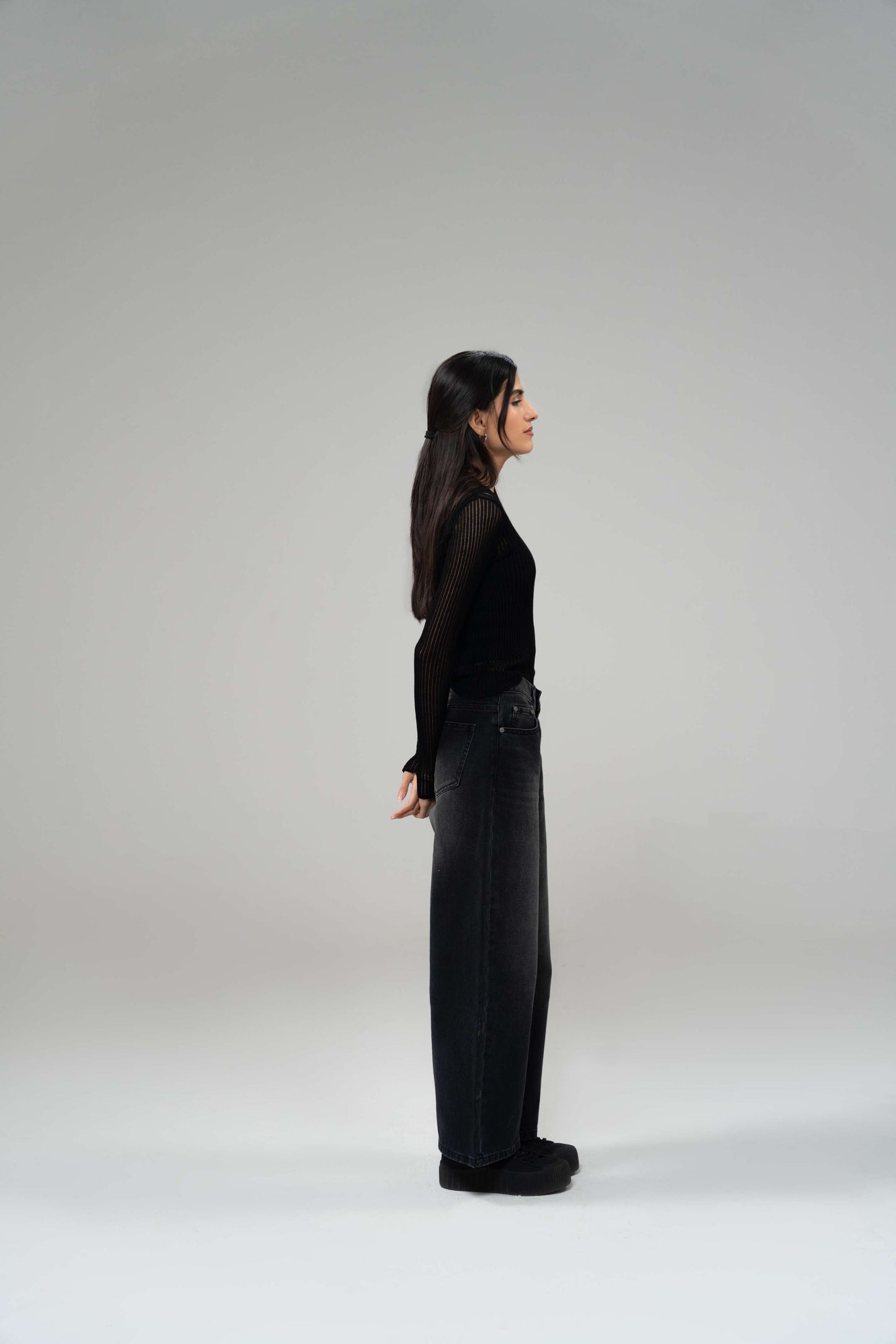 Charcoal Black Wide Leg (Low Rise)