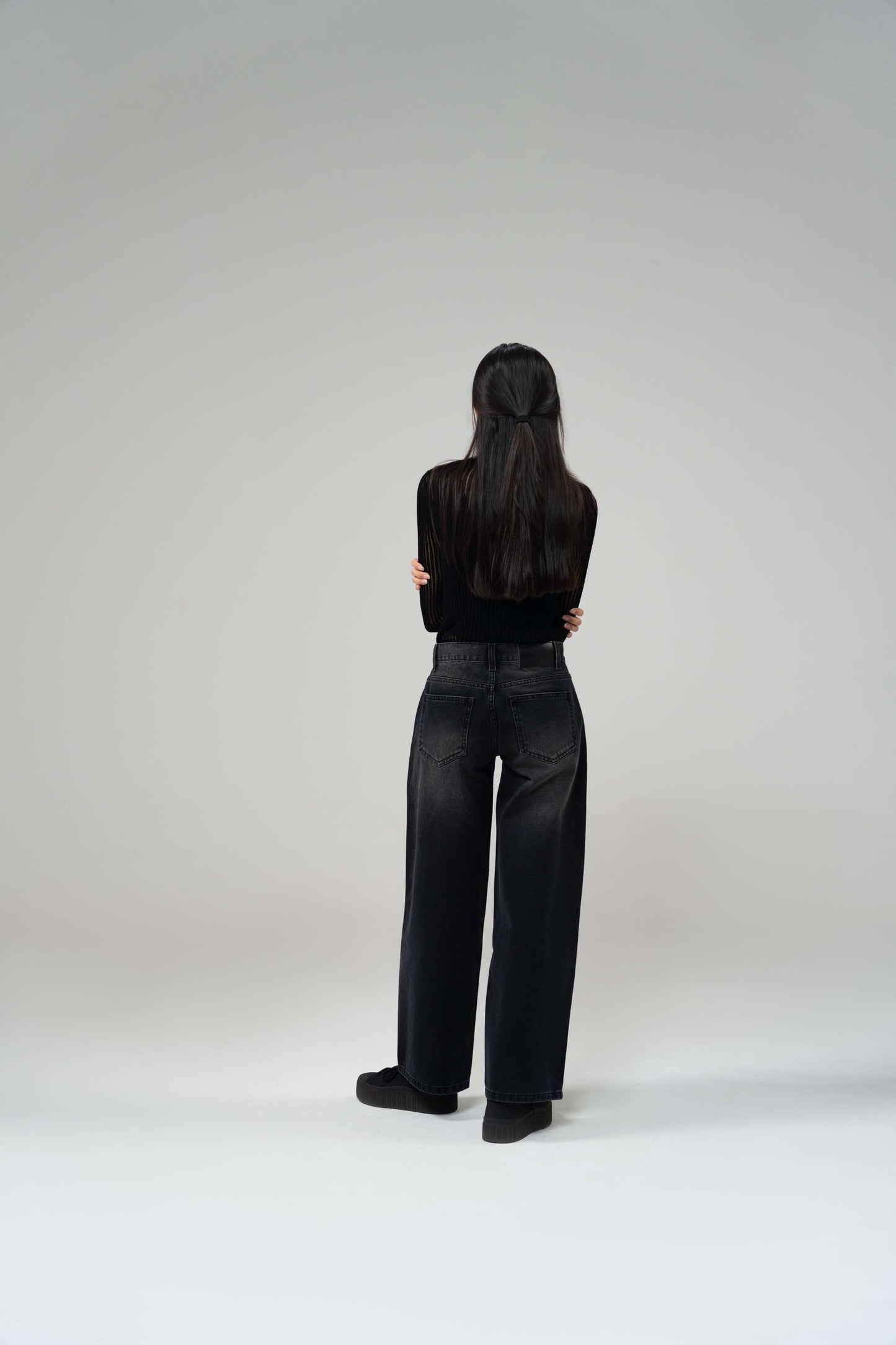 Charcoal Black Wide Leg (Low Rise)